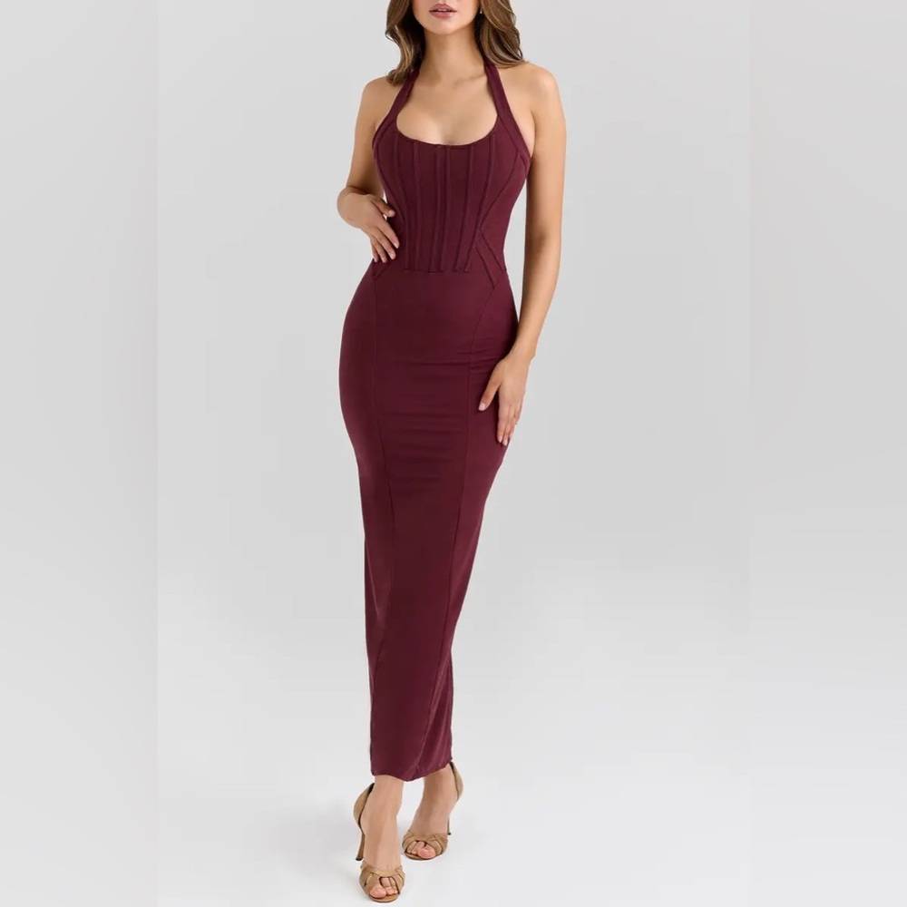 House of CB Lusilla Halter Powermesh Body-Con Cocktail Dress